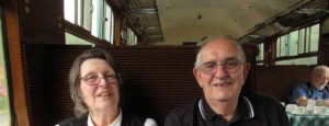 photo of elderly couple on bluebell railway trip
