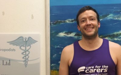 Popular podiatrist sprints around Sussex in aid of Care for the Carers