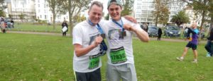 Photo of John & Tim taking part in the Great South Run event