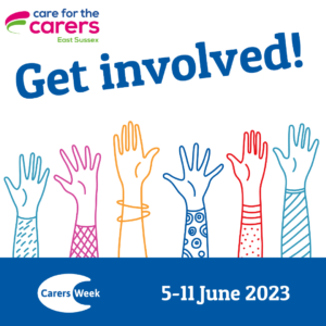 Get involved and hands image for Carers Week 2023