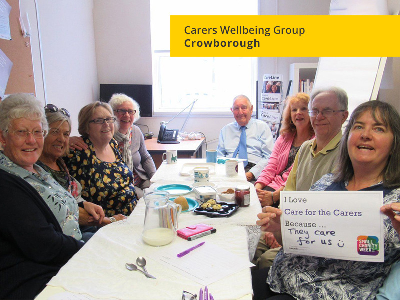 Crowborough Wellbeing Group. Carers at a table.