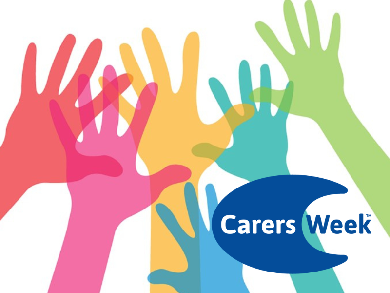 Carers Voices Conference colourful hands graphic