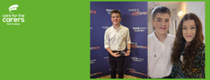 Images of Oliver with his award, and with his mum